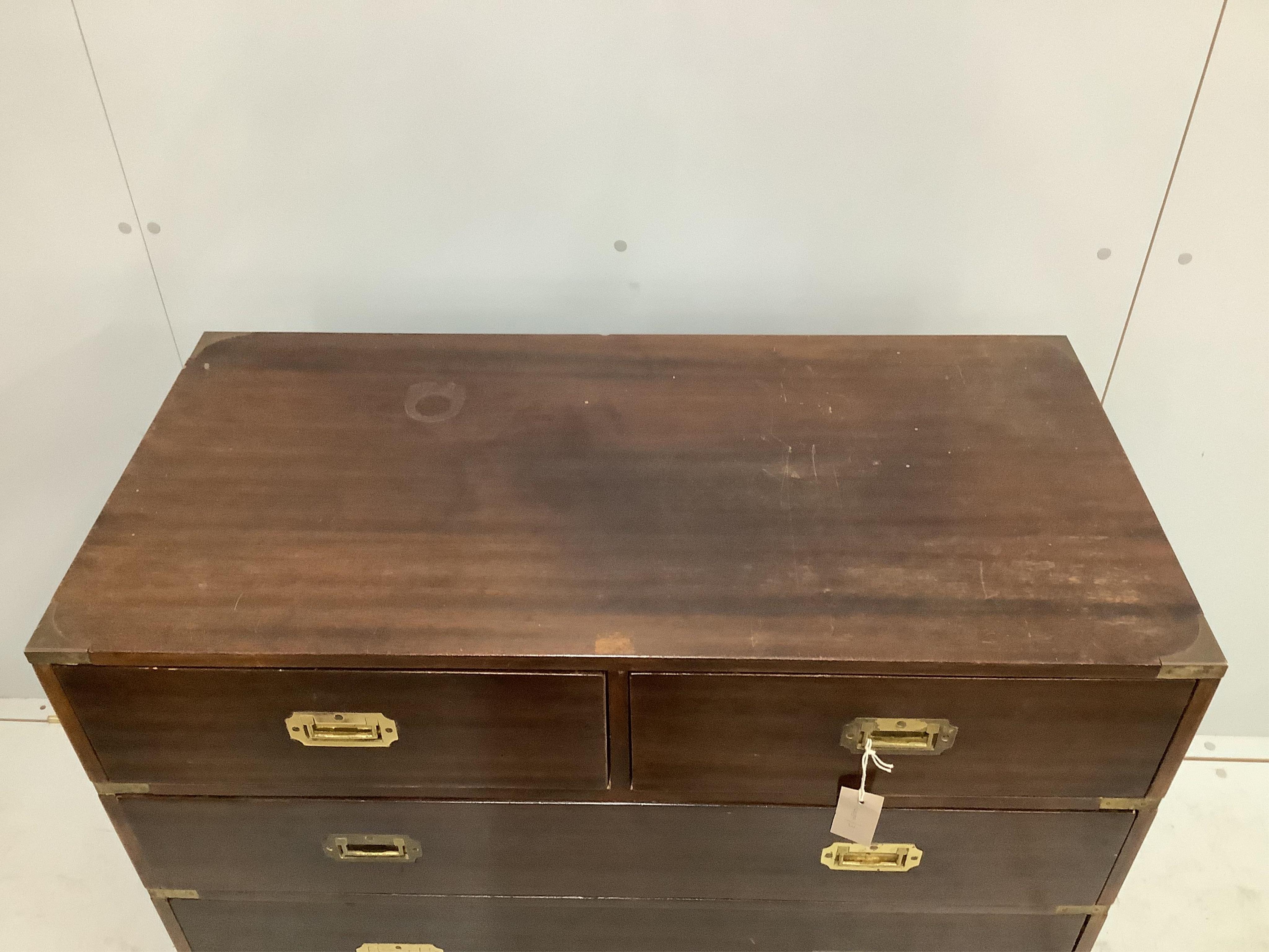 A military style brass mounted mahogany chest, width 91cm, depth 45cm, height 91cm
